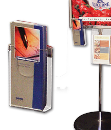 Brochure Holder Mounts to Floor Stand Poster Frame